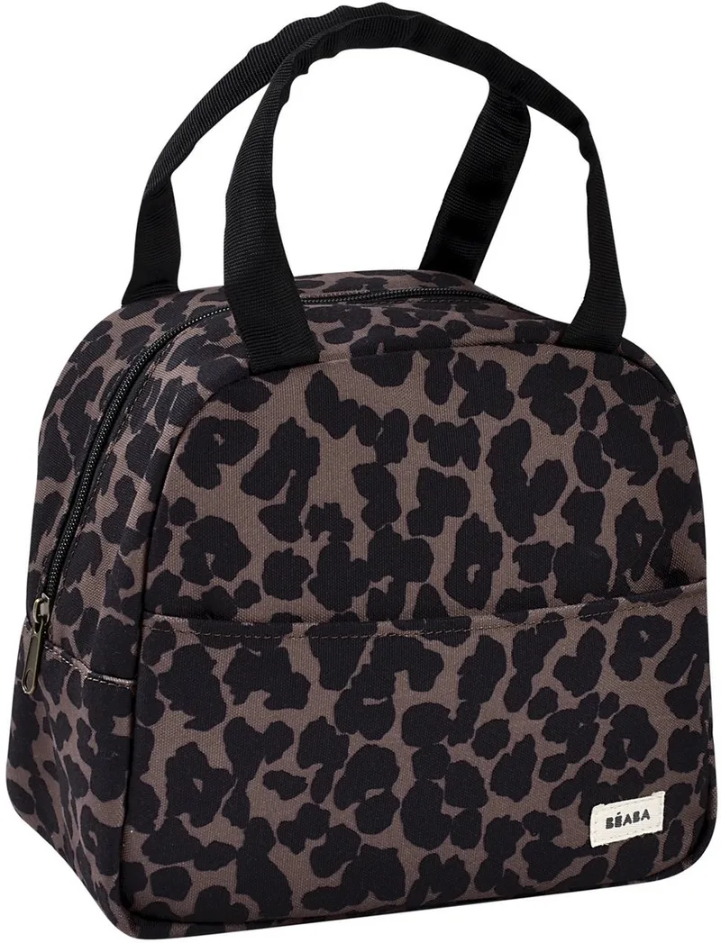 Isothermische Lunchtas 5 Liter - Koeltas voor Babymaaltijden en Flessen tot 23 cm - Houdt Voeding Urenlang Warm of Koud - Brede Ritsopening met Extra Buitenvak - Waterafstotend en Opvouwbaar - Leopardprint by Béaba in Leopard – product photo