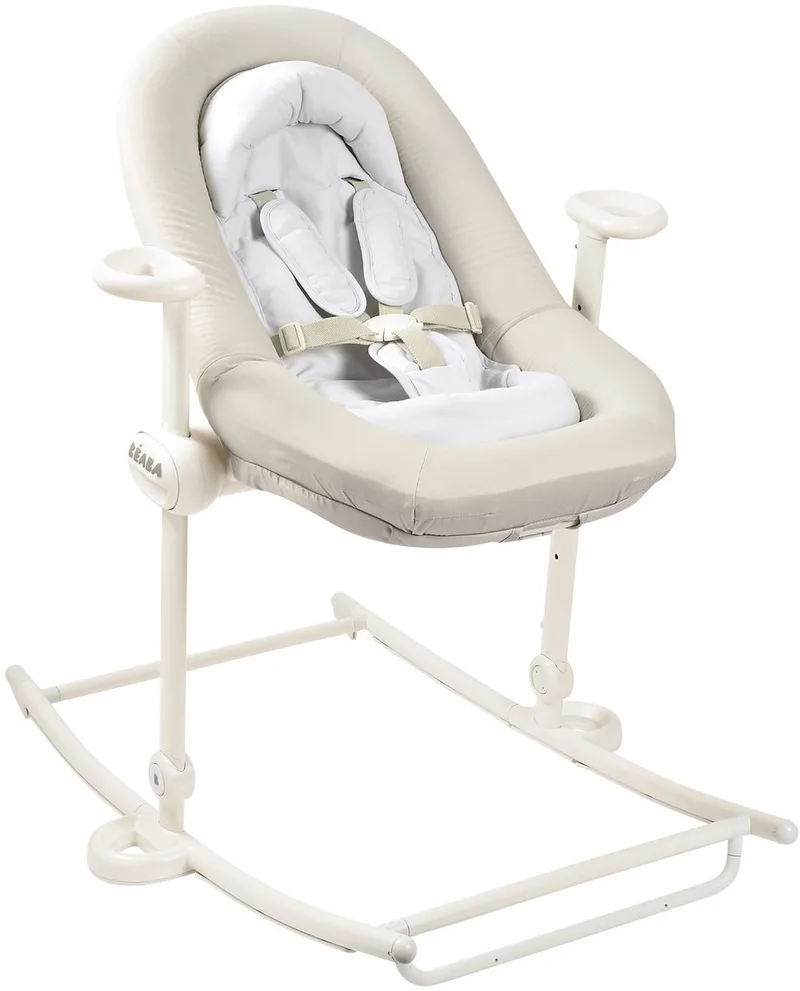Sitter Relax Up & Down Plus Wipstoel - 4 Verstelbare Hoogtes van 24 tot 52 cm - 3 Ligstanden en Inclusief Zitverkleiner - 5-Puntsgordel met Anti-Wipfunctie - Opvouwbaar tot 18 cm - Tot 9 kg - Sea Salt by Béaba in Ecru – product photo