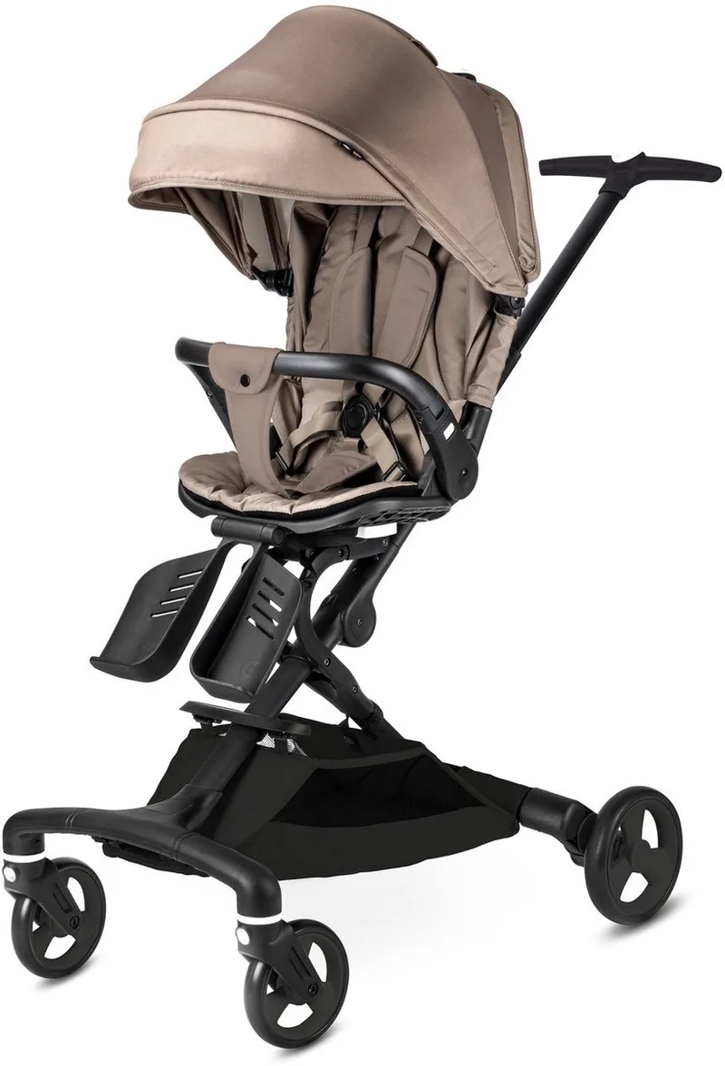 x Micro Mobility 360° Kinderwagen – Draaibaar Zitje – Compact Inklapbaar – LED Veiligheidsverlichting – UPF 50+ van Béaba in Antraciet – productfoto