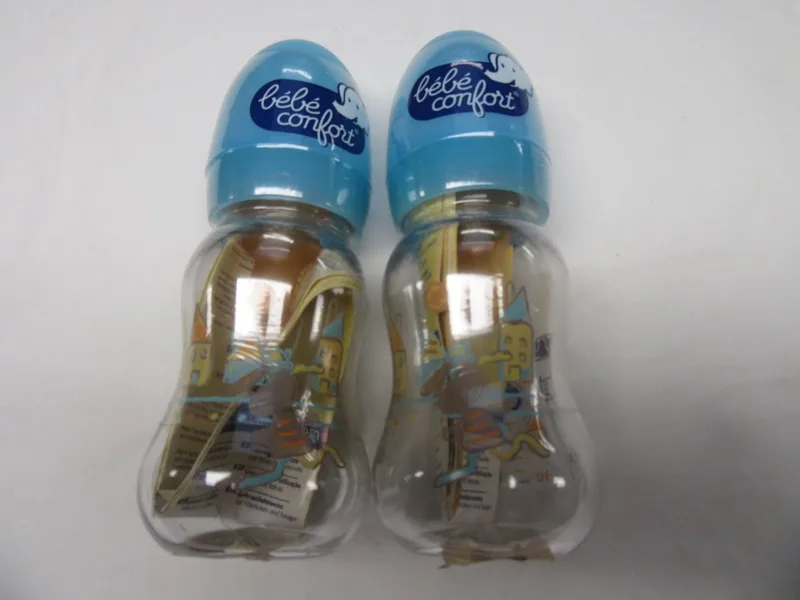 2 pack , klein zuigfles , pvc , 2x 120 ml , huisje blauw van Bébé Confort in Blauw , doorzichtig tekening – productfoto