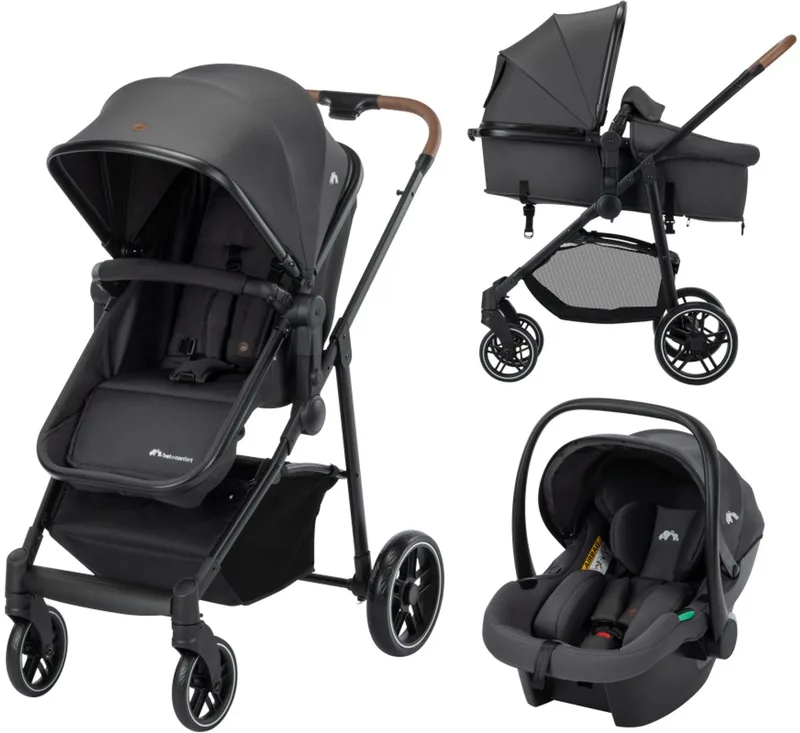 Haze Trio Luxe - 3-in-1 reissysteem kinderwagen - 0-4 jaar (0-22 kg) - 2-in-1 stoel van Bébé Confort in Mineral Graphite – productfoto