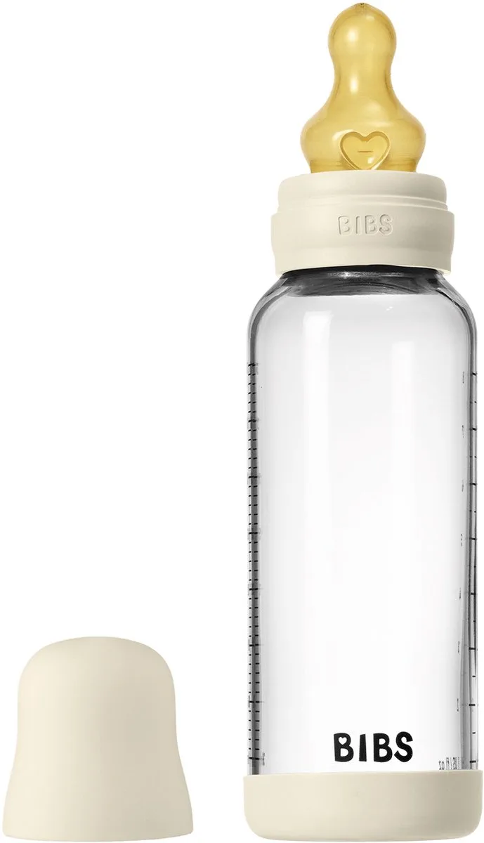 Fles - Medium Flow - 240 ml - Glas/Latex by BIBS in Ivory – product photo
