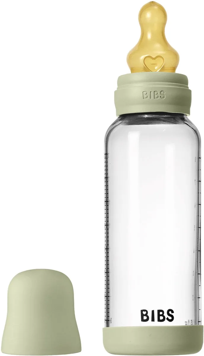 Fles - Medium Flow - 240 ml - Glas/Latex - Sage de BIBS en Groen – photo produit