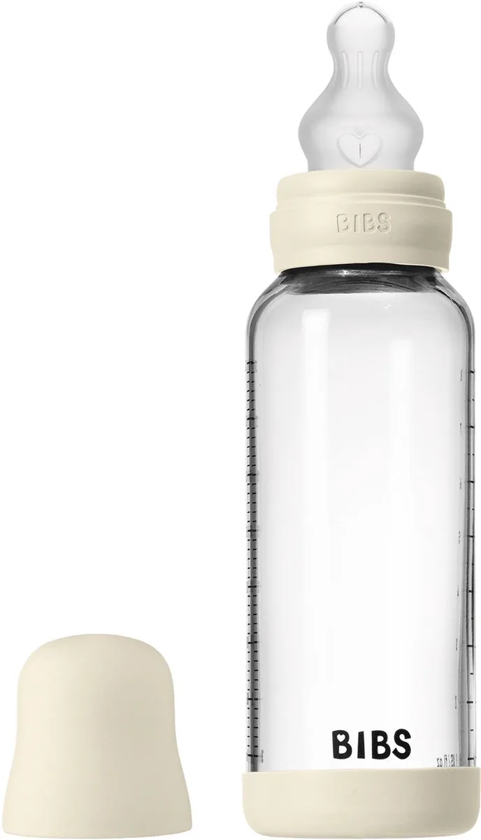 Fles - Medium Flow - 240 ml - Silicone/Glas by BIBS in Ivory – product photo