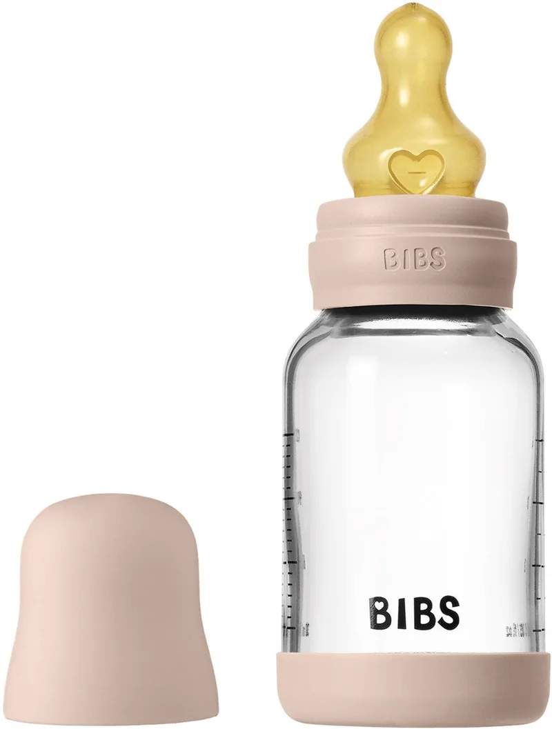 Fles - Slow Flow - 120 ml - Glas/Latex van BIBS in Blush – productfoto