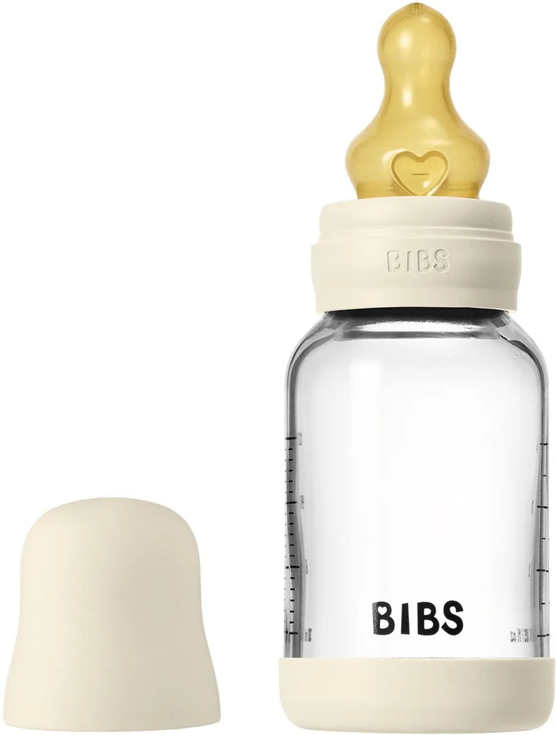 Fles - Slow Flow - 120 ml - Glas/Latex van BIBS in Ivory – productfoto