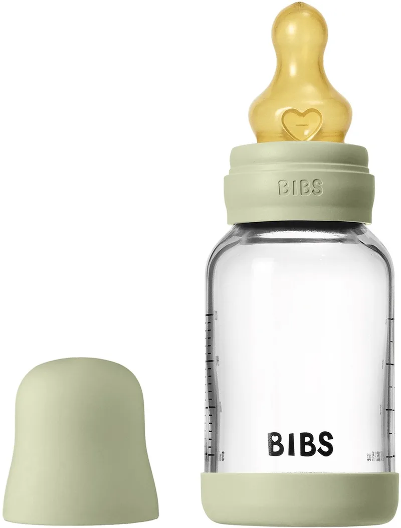 Fles - Slow Flow - 120 ml - Glas/Latex - Sage by BIBS in Groen – product photo