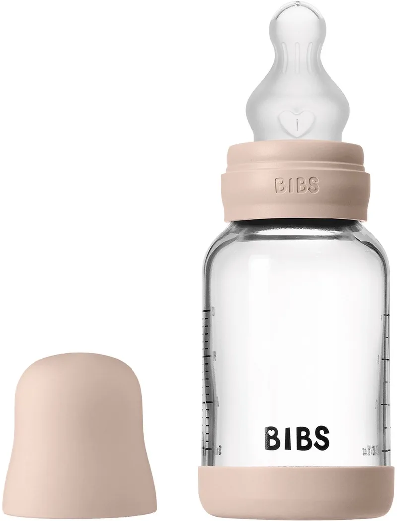 Fles - Slow Flow - 120 ml - Silicone/Glas by BIBS in Blush – product photo
