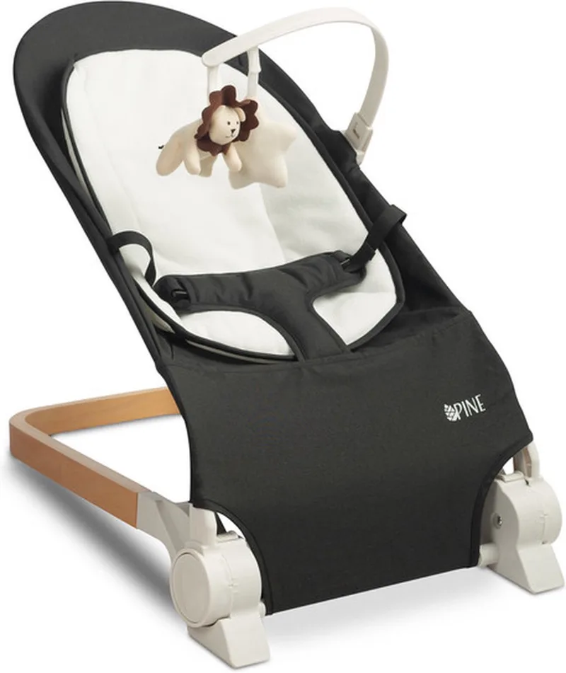 Pine Baby Bouncer - Wipstoel - Babystoel Voor Aan Tafel - Baby Stoeltje Zitten Voor Thuis - Verstelbare Babyrelax - Baby Rocker van Caretero in Zwart – productfoto