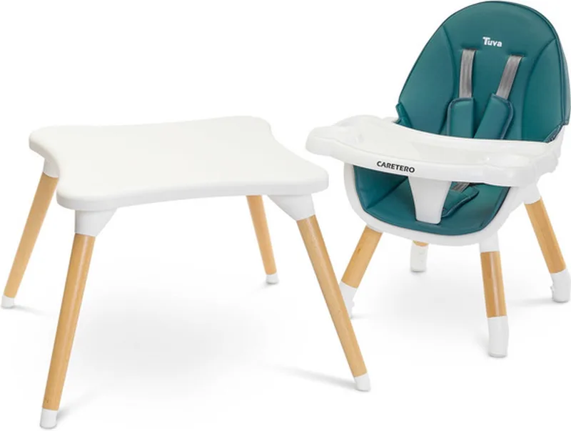 Tuva Kinderstoel - Babystoel - Baby Eetstoel - Kinderstoeltje voor Peuter - Voor Kinderen van 6 Maanden tot 3-4 Jaar - Scandinavisch Design van Caretero in Donkergroen – productfoto