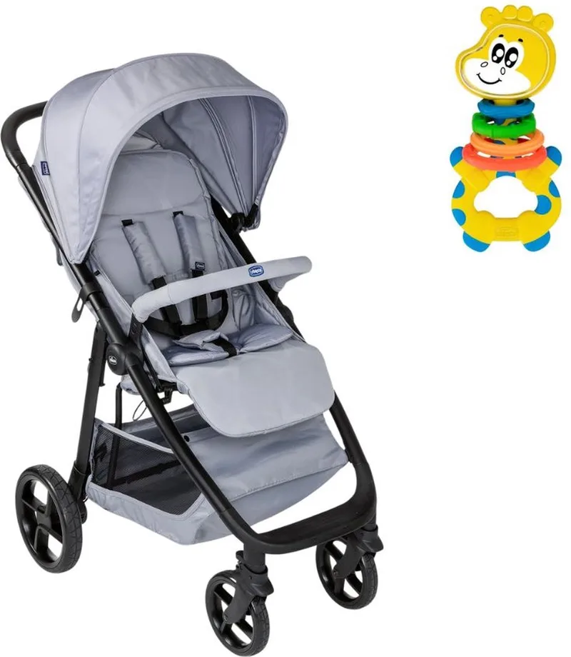 bundel - Buggy Multiride - Light Grey & Multi-Activiteitsratel - Gilby de Giraffe van Chicco in Rammelaar – productfoto