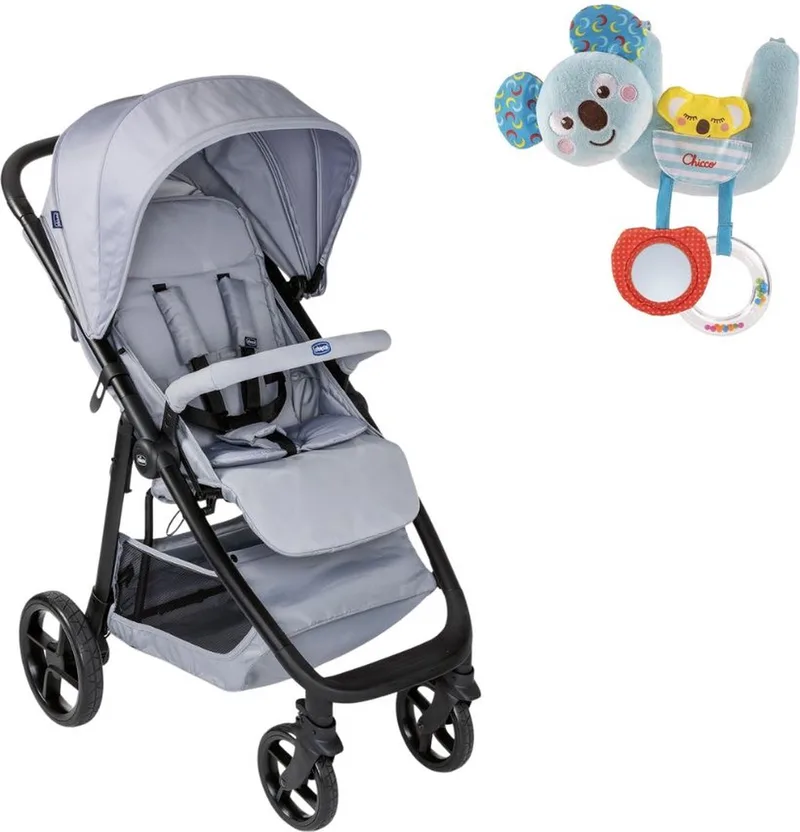 bundel - Buggy Multiride - Light Grey & Rammelaar - Te bevestigen aan kinderwagen van Chicco in Koalabeer – productfoto