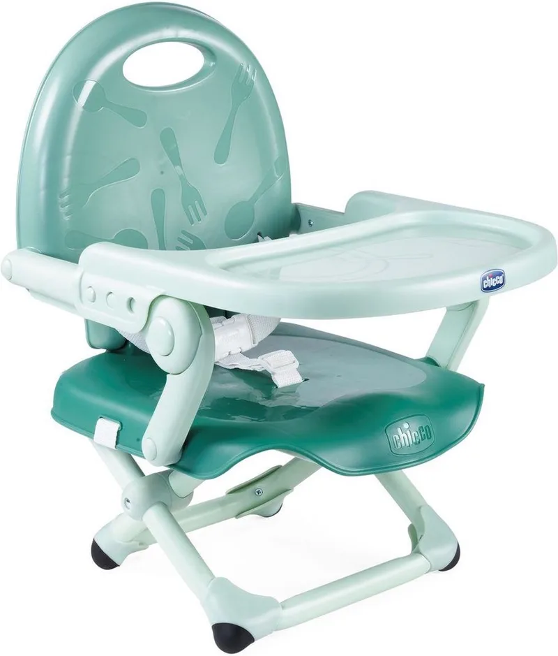 Pocket Snack Junior - Stoelverhoger voor kinderen - Baby eetstoel - Stabiele riemen van Chicco in Groen – productfoto