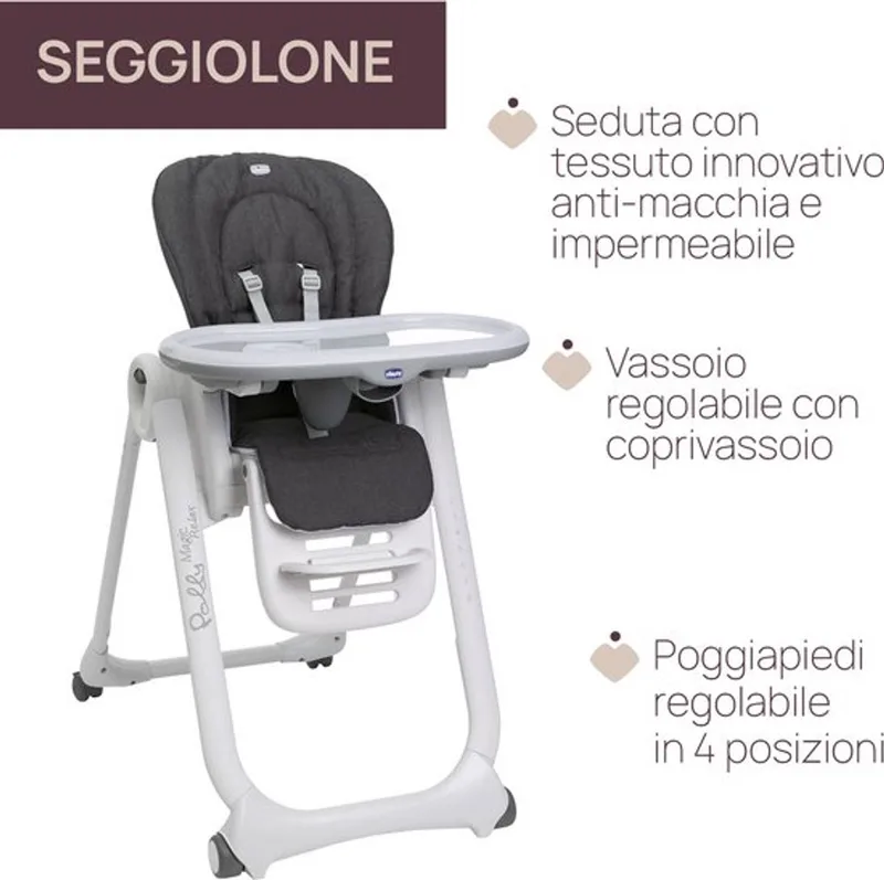 Polly Magic Relax - Kinderstoel van Chicco in Grey Melange – productfoto