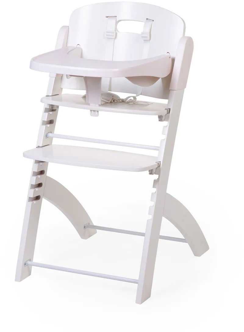 Evosit Meegroeistoel met Eettablet - Kinderstoel vanaf 6 Maanden die Meegroeit tot 85 kg - Zitting en Voetsteun Verstelbaar zonder Gereedschap - Inclusief Harnas en Bumper - Vaatwasbestendig Blad by Childhome in Wit – product photo
