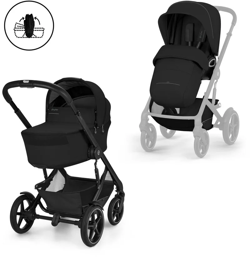 Talos S - kinderwagen - met opvouwbare reiswieg by Cybex in Moon Black – product photo