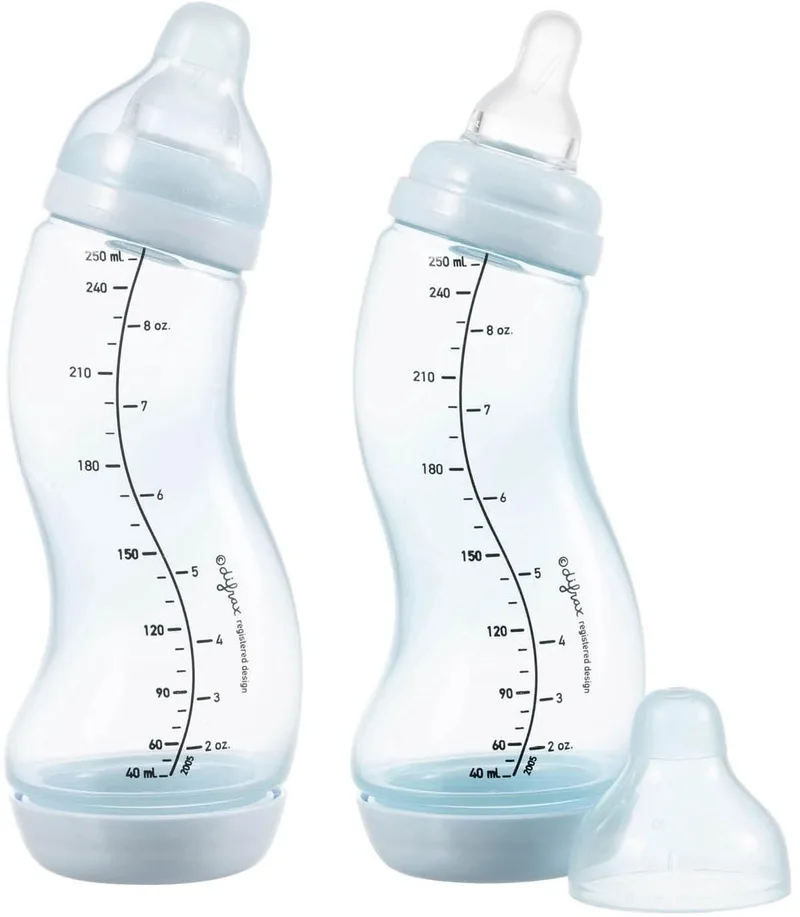 Babyfles 250 ml Natural - S-fles - Anti-Colic - 2 stuks van Difrax in Lichtblauw – productfoto