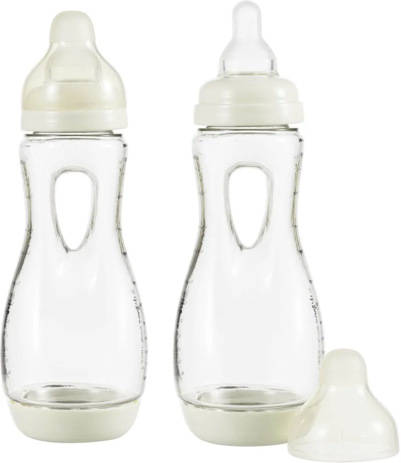 Babyfles Handgreep - 240 ml - Wit - 2 Stuks - Anti Koliek de Difrax en Crème – photo produit