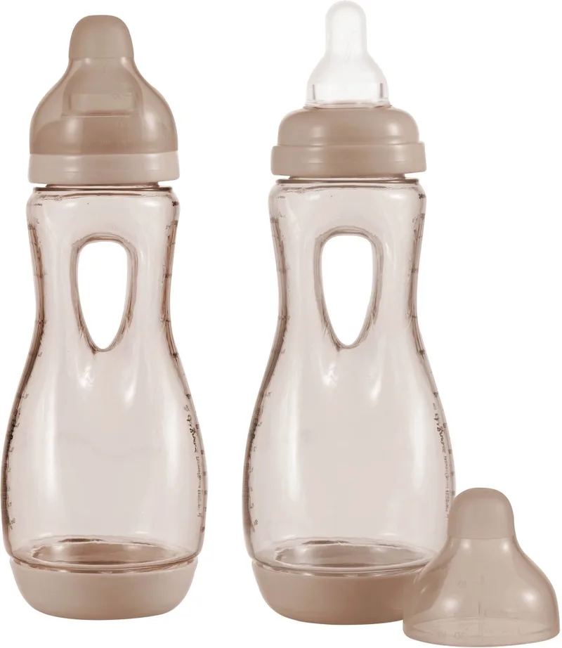 Babyfles Handgreep - 240 ml - Wit - 2 Stuks - Anti Koliek by Difrax in Koffiebruin – product photo