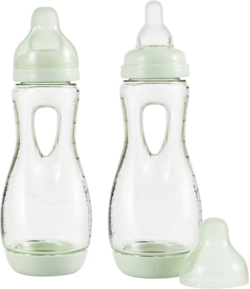 Babyfles Handgreep - 240 ml - Wit - 2 Stuks - Anti Koliek de Difrax en Lichtgroen – photo produit