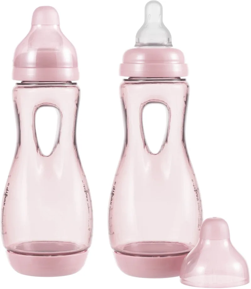 Babyfles Handgreep - 240 ml - Wit - 2 Stuks - Anti Koliek by Difrax in Roze – product photo