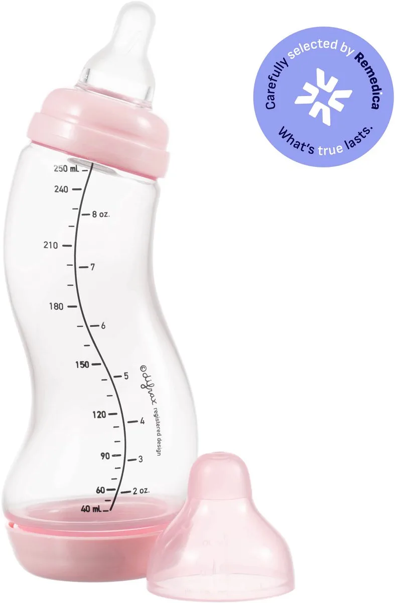Babyfles Natural - 250 ml - 1 Stuk - S-fles - Anti Koliek van Difrax in Roze – productfoto