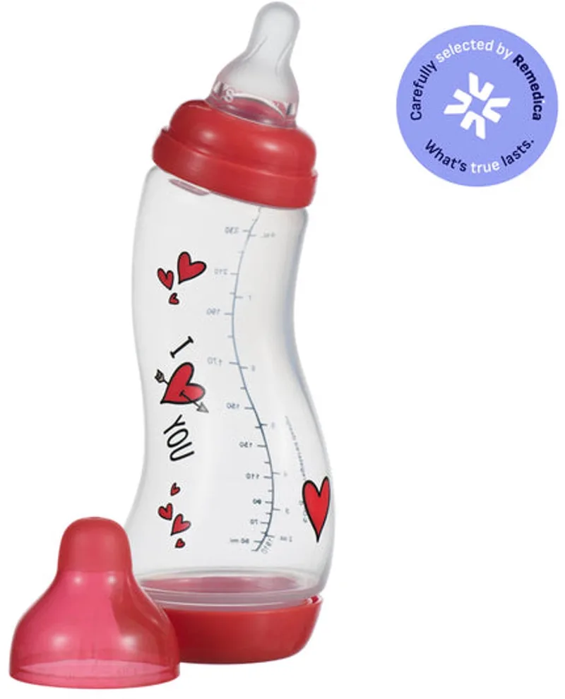 Babyfles Natural - 250 ml - You/Rood - 1 Stuk - S-fles - Anti Koliek van Difrax in I Love – productfoto