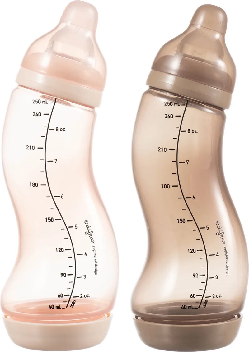 Natural S-babyfles - 250 ml - Anti Koliek - Roze & Bruin - 1 Stuk van Difrax in Roze & Bruin – productfoto