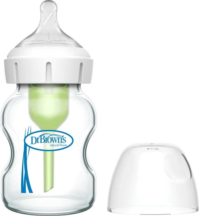 Options+ Anti-Colic Babyfles - Brede halsfles - Glas - 150ml van Dr. Brown's in Transparant – productfoto
