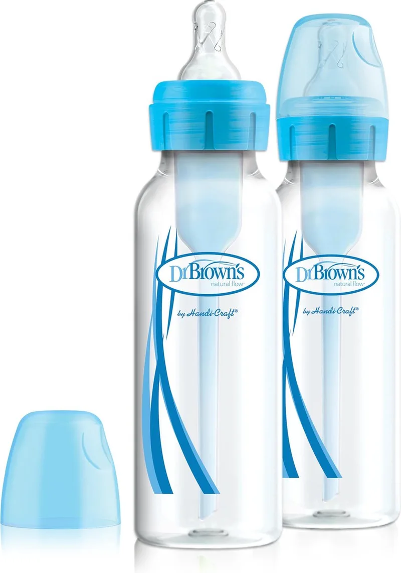 Options+ Anti-Colic Babyfles - Smalle halsfles - 250ml - 2 stuks van Dr. Brown's in Blauw – productfoto