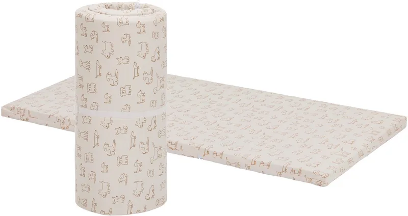 Reisebett-Matratzen Matratze für Reisebett gerollt Jersey Hund, Fillikid, 4 cm hoch, passend für Reisebetten 120 × 60 cm van Fillikid in Beige – productfoto