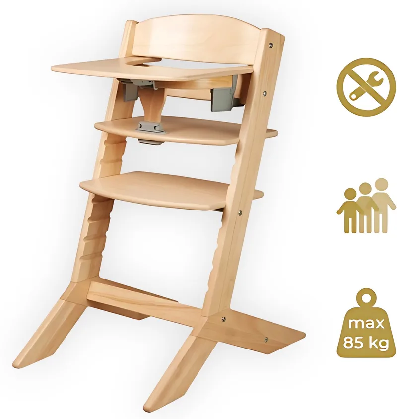 Houten Kinderstoel - Syt - Meegroeistoel voor kinderen van 6-36 maanden - inclusief eetblad - 5-punts veiligheidsgordel - 61x49x83cm - Eco/hout de Geuther en Syt Eco – photo produit