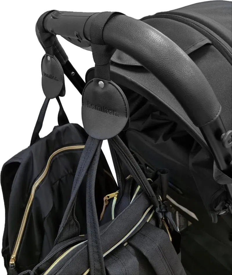 Buggy Haken – Extra Sterke Kinderwagen ophanghaken – Tot 20 kg – Kindvriendelijke Tassenhaak – Veilige Karabijnhaken – Universele Wandelwagenhaken van Hamilton by Yoop in Zwart – productfoto