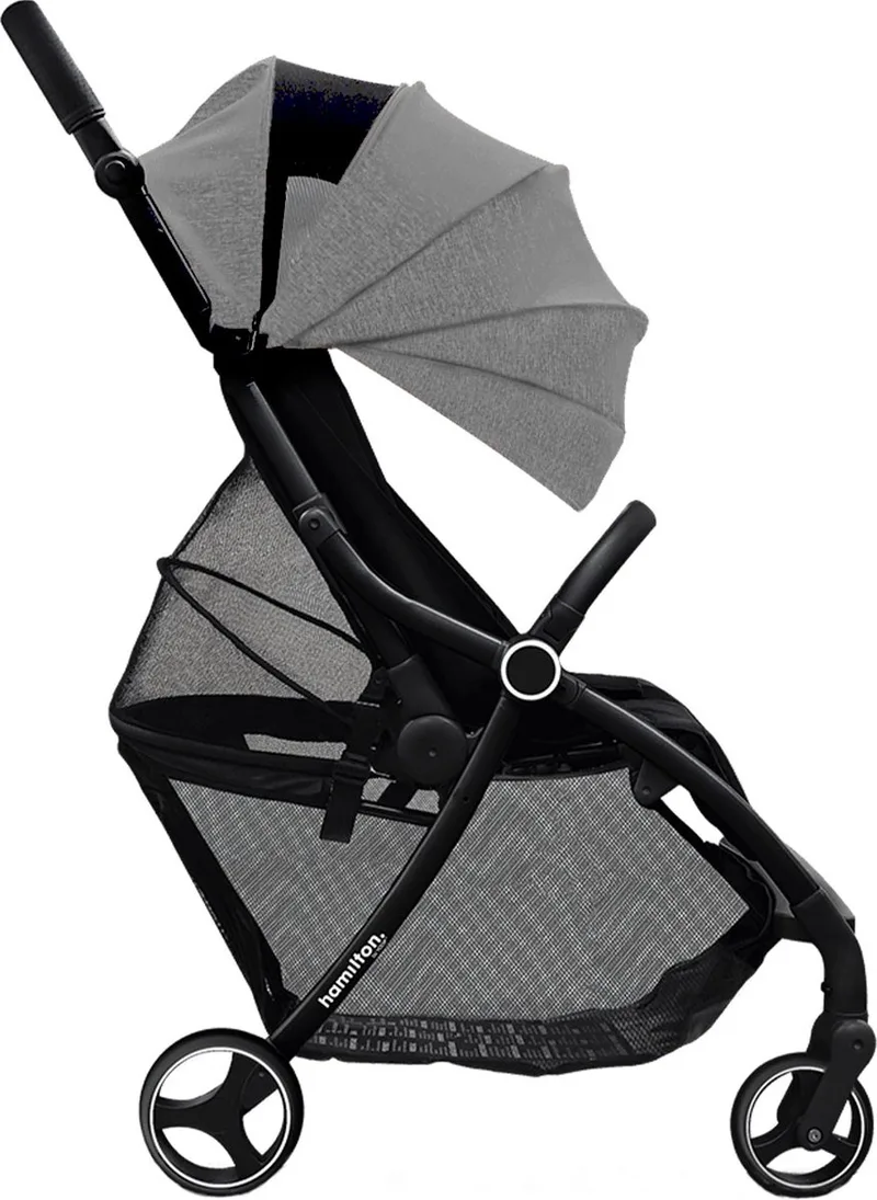 XL Buggy – MagicFold™ Technologie – Tot 22kg – 50 liter Bagagevak – Premium Wandelwagen – Inklapbaar – Gemêleerd lichtgrijs van Hamilton by Yoop in Melange Lichtgrijs – productfoto