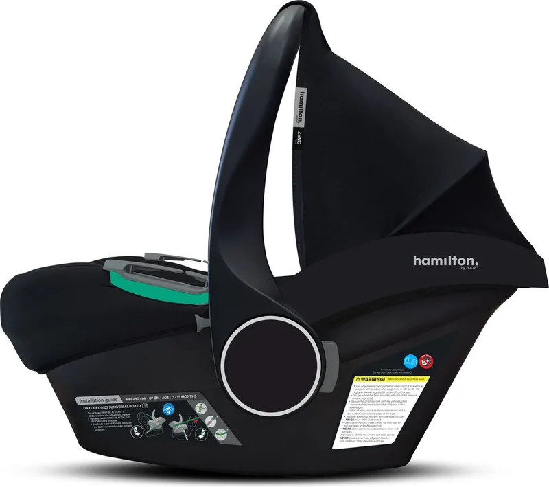 Zeno Plus Draagwieg – Autostoeltje Geschikt voor 0 tot 15 Maanden – Comfortabele en Veilige Reiswieg – Autozitje monteerbaar op Hamilton BuggyAutostoel by Hamilton by Yoop in Zwart – product photo