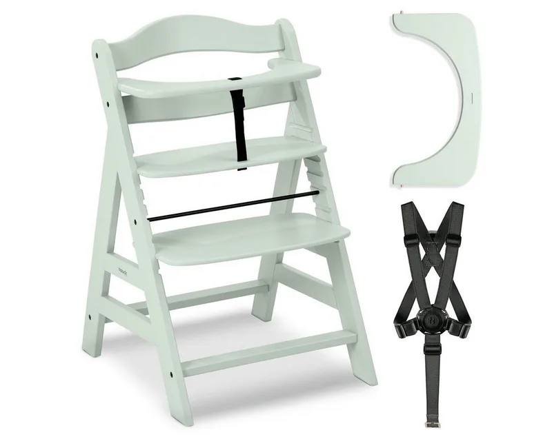 Hochstuhl Alpha Plus - Mint, Mitwachsender Holz Babystuhl Kinderhochstuhl mit Gurt FSC zertifiziert van Hauck in Grün – productfoto