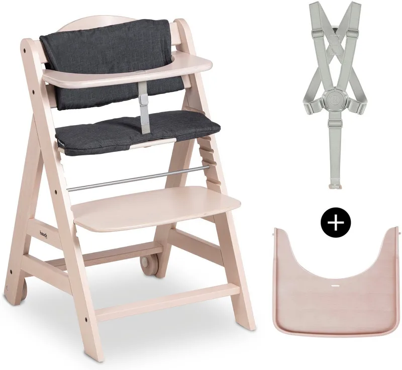 Hochstuhl Beta+, mit Holzrädern van Hauck in Weiß – productfoto
