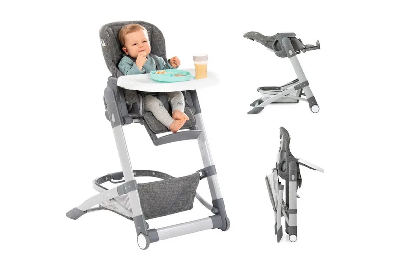 Hochstuhl Grow Up - Melange Grey, Babystuhl & Babyliege ab Geburt mit Tisch höhenverstellbar klappbar van Hauck in Grau – productfoto
