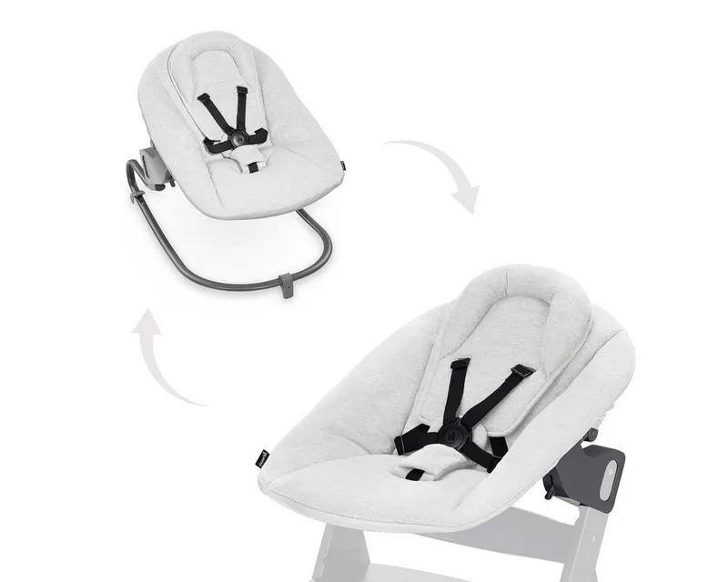 Hochstuhltablett Bouncer 2in1 Premium - Light Grey, Neugeborenenaufsatz & Baby Wippe für Alpha & Beta Hochstuhl ab Geburt de Hauck – photo produit