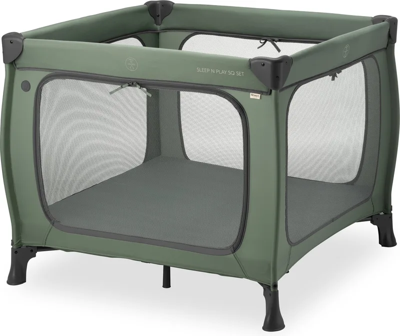 Sleep N Play SQ Set - Campingbedje - Extra grote doorgang by Hauck in Dark Green – product photo
