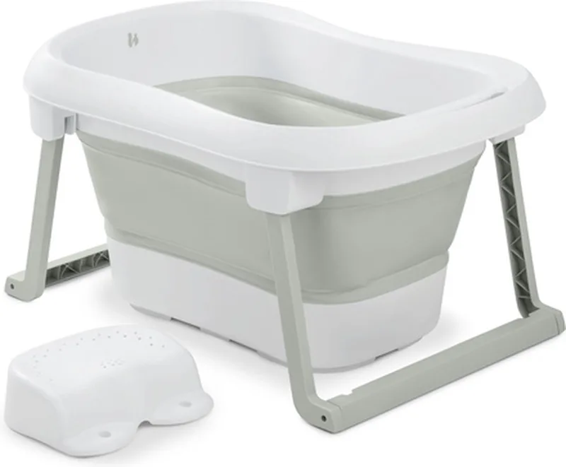 Wash n Fold L - babybadje - inklapbaar - Sage van Hauck in White – productfoto