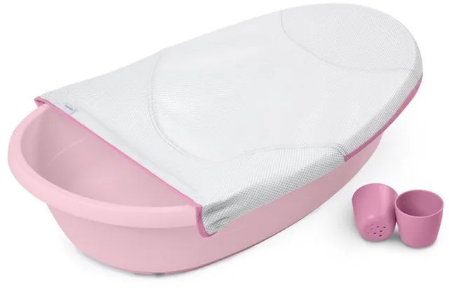 Extra grote ombouwbare babybadkuip, babybad met stoffen hangmat, zitsteun voor baby's, 2 waterornamenten, geschikt voor baby's van 0 tot 24 maanden