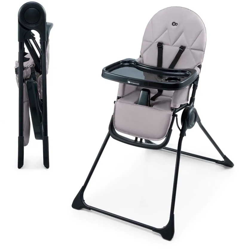 BINCI Kinderstoel - Voor Baby’s en Peuters - 3‑voudig Verstelbare Rugleuning, 5‑Punts Gordel, Opvouwbaar en Lichtgewicht by Kinderkraft in Grijs – product photo
