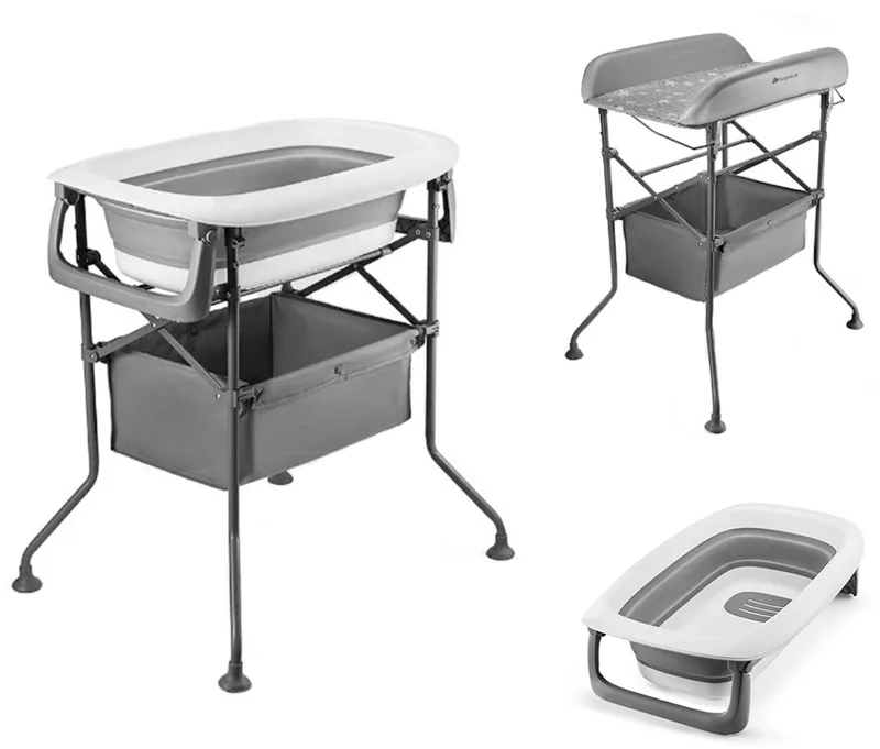 BUBBLY Badje met Verschoontafel - Multifunctioneel 5-in-1 Ontwerp - Opvouwbaar by Kinderkraft in Grijs – product photo