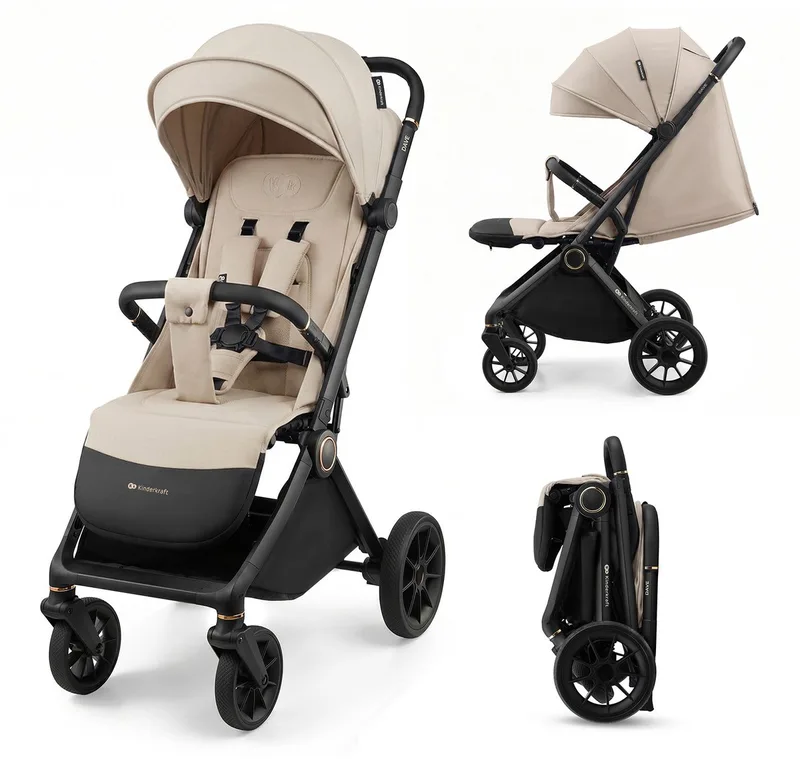 DAVE - Kinderwagen - Automatisch inklapbaar - Ligstand 93 cm - Tot 22 kg de Kinderkraft en Beige – photo produit