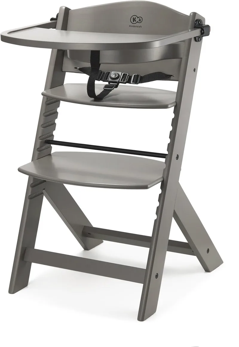 ENOCK - Houten Kinderstoel 3-in-1 - Hoge babystoel - 3-puntsgordel - Afneembare beugel van Kinderkraft in Bruin – productfoto