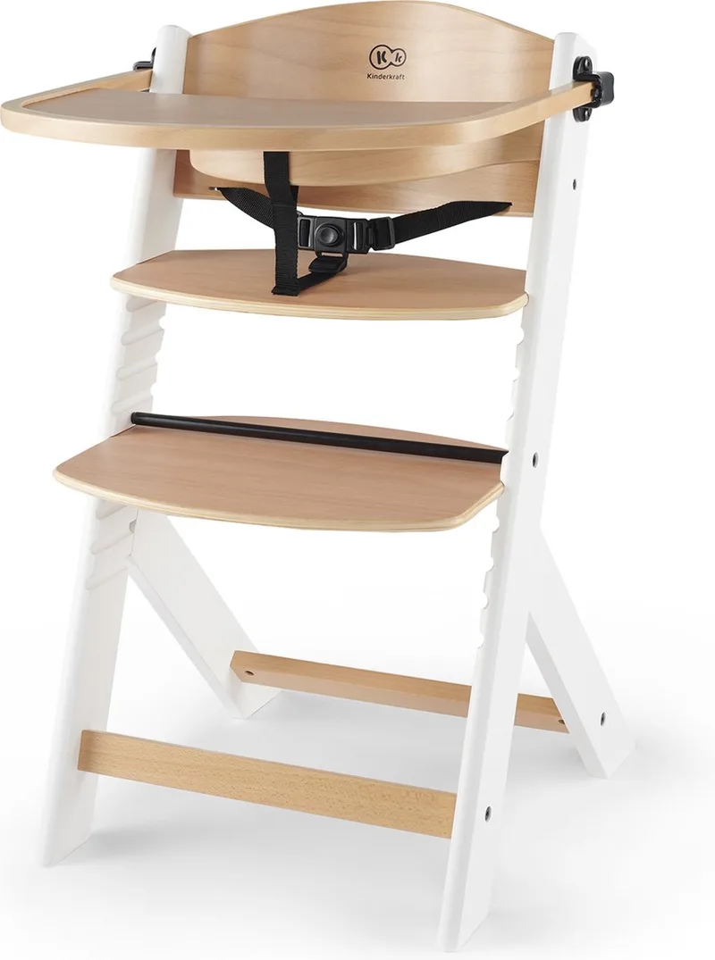 ENOCK - Houten Kinderstoel 3-in-1 - Hoge babystoel - Hoogte verstelbaar in 5 niveaus - Tot 10 jaar by Kinderkraft in Wit – product photo