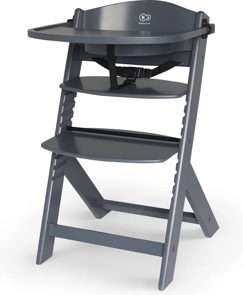 ENOCK - Houten Kinderstoel 3-in-1 - Hoge babystoel - Meegroeiend - Tot 10 jaar van Kinderkraft in Grijs – productfoto