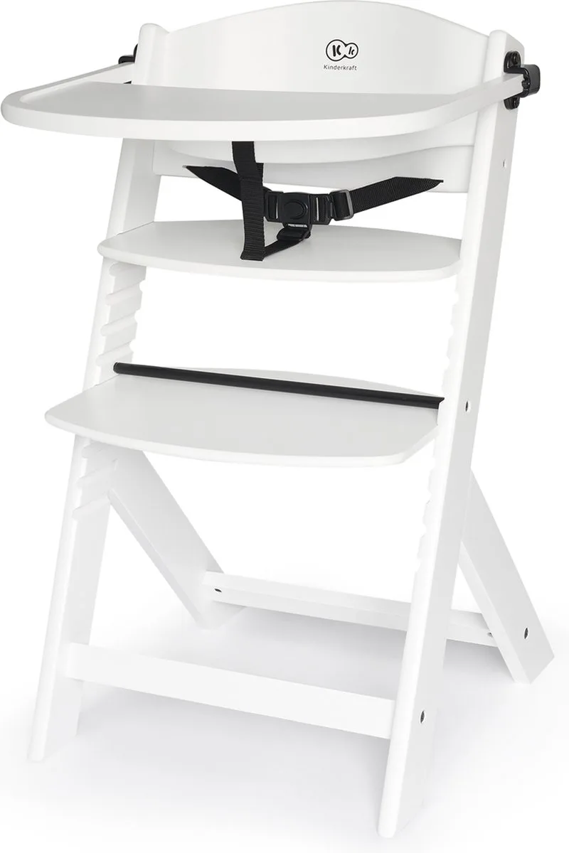 ENOCK - Houten Kinderstoel 3-in-1 - Hoge babystoel - Met eetblad - Vanaf 6 maanden van Kinderkraft in Wit – productfoto
