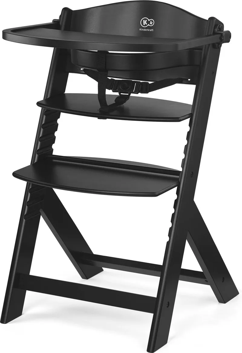 ENOCK - Houten Kinderstoel 3-in-1 - Hoge babystoel - Tot 35 kg - Voor oudere kinderen - Tot 10 jaar by Kinderkraft in Zwart – product photo
